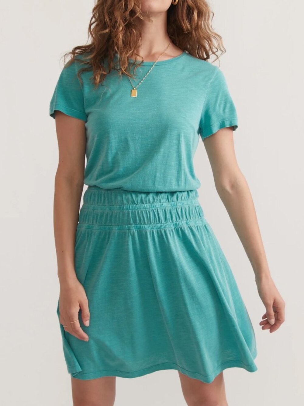 Marine Layer Teal Short Sleeve Mini Dress